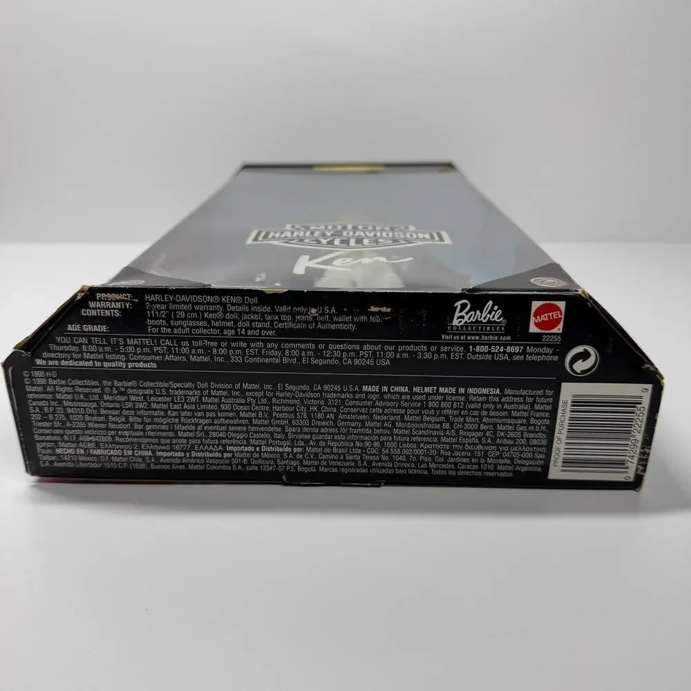 NIB • Harley Davidson Motorcycle's Ken Barbie Doll # 22255 Rare Sealed 1998